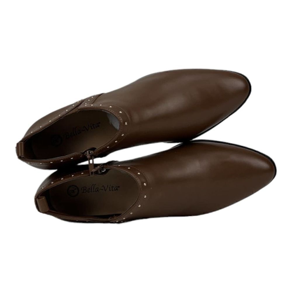 New Bella Vita Women US 6.5 Classic Shoes Dark Tan Brown Leather Ankle Boots - Picture 8 of 10